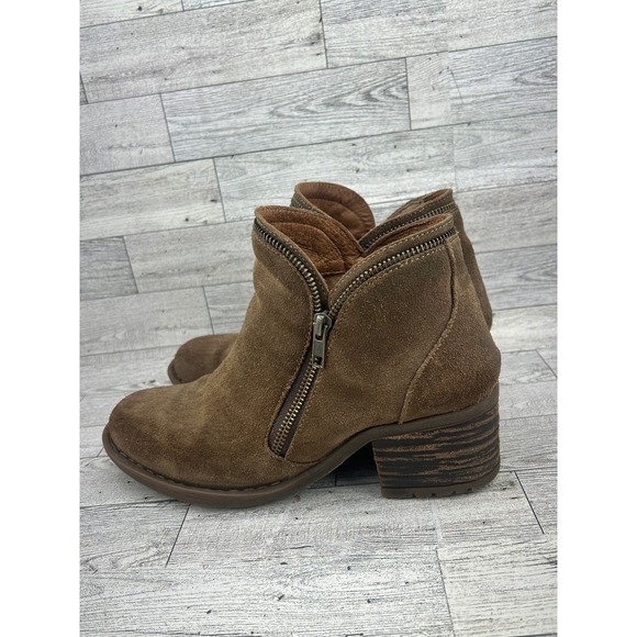 Born Brown Suede Ankle Boots Dual Zipper Block Heel Booties Men‎ US 9.5 EU 41 main image 5